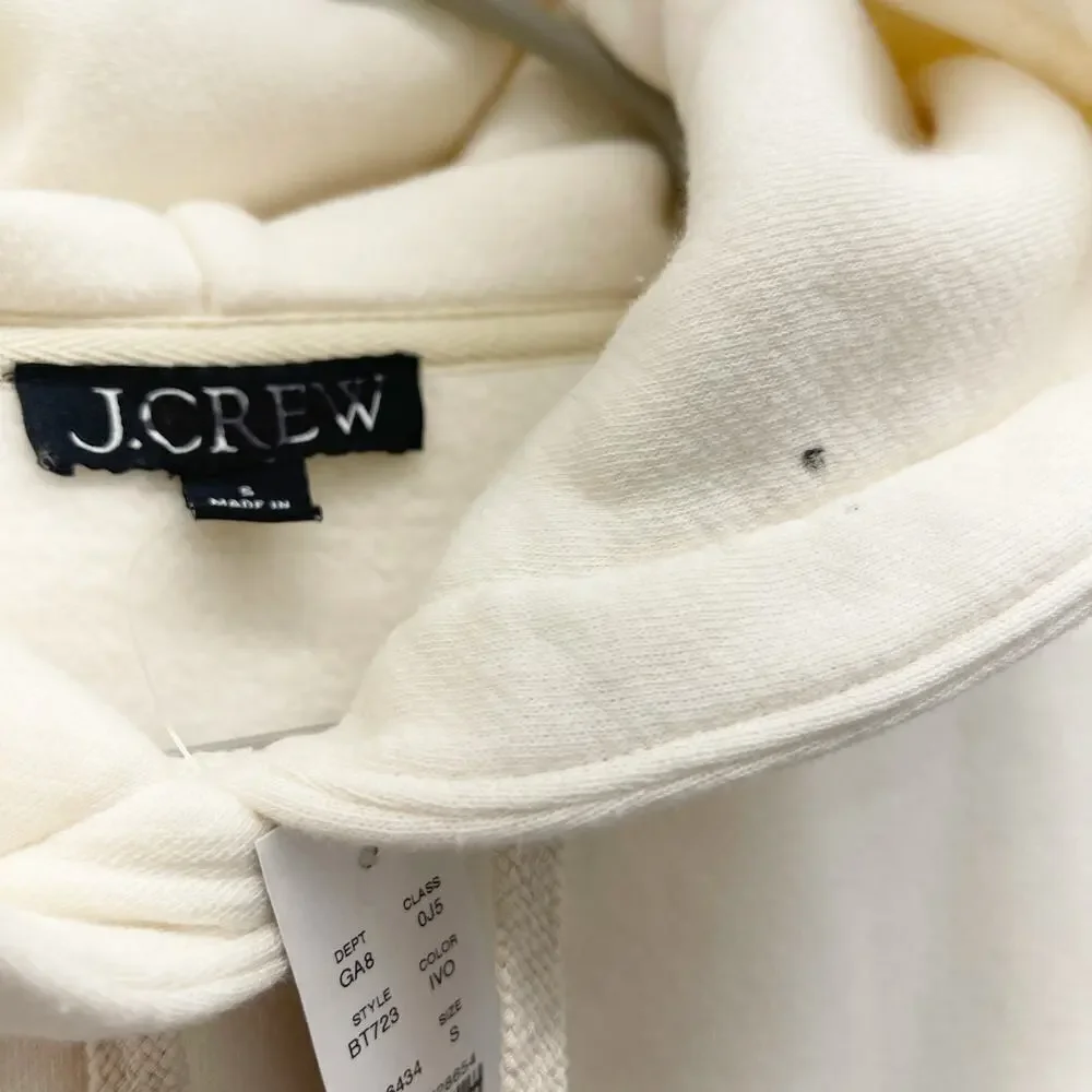J.Crew Heritage Fleece Hoodie Sweatshirt  in Ivory Size Small NWT